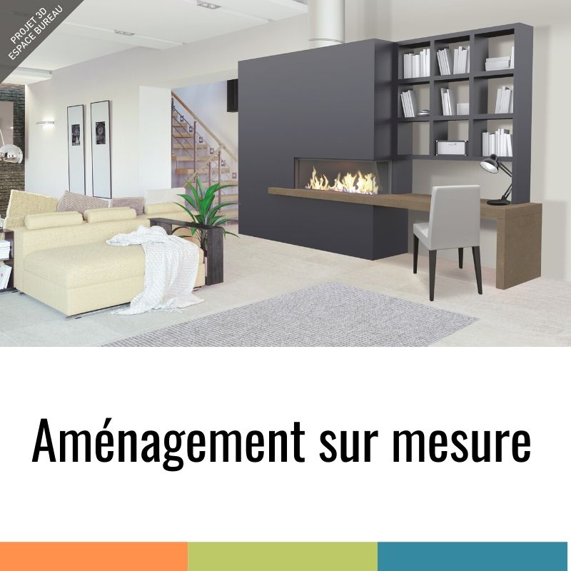 Projet : Cheminée et espace bureau - Cheminée Sur-Mesure